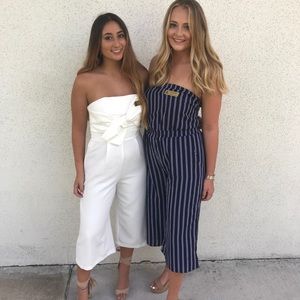 Navy Blue Strapless Jumpsuit